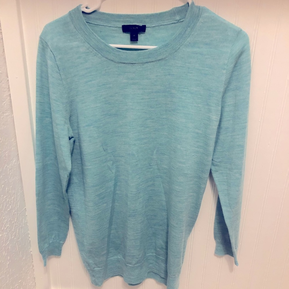 J. Crew teal merino wool 3/4 sweater
